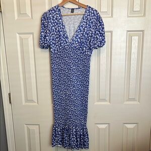 Floral Blue Midi Dress